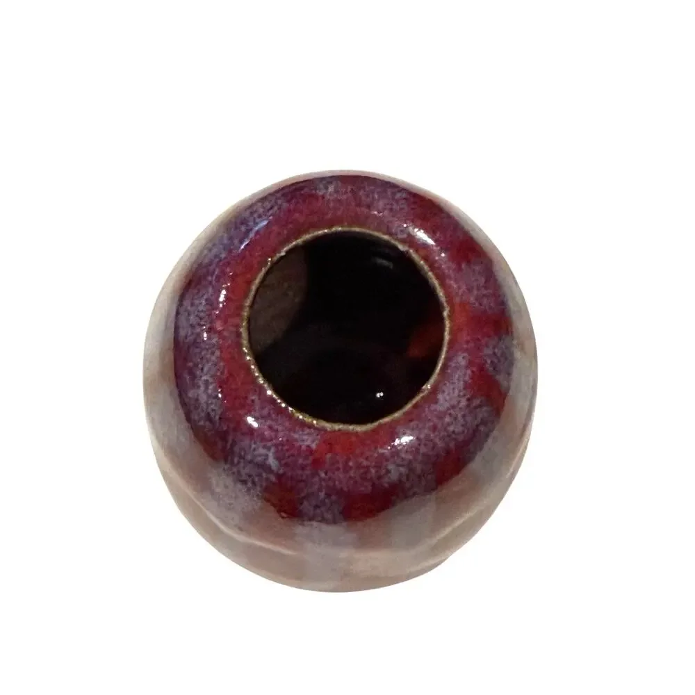 Vintage Studio Art Pottery Red Purple Drip Glaze Bud Vase Glossy Signed 3